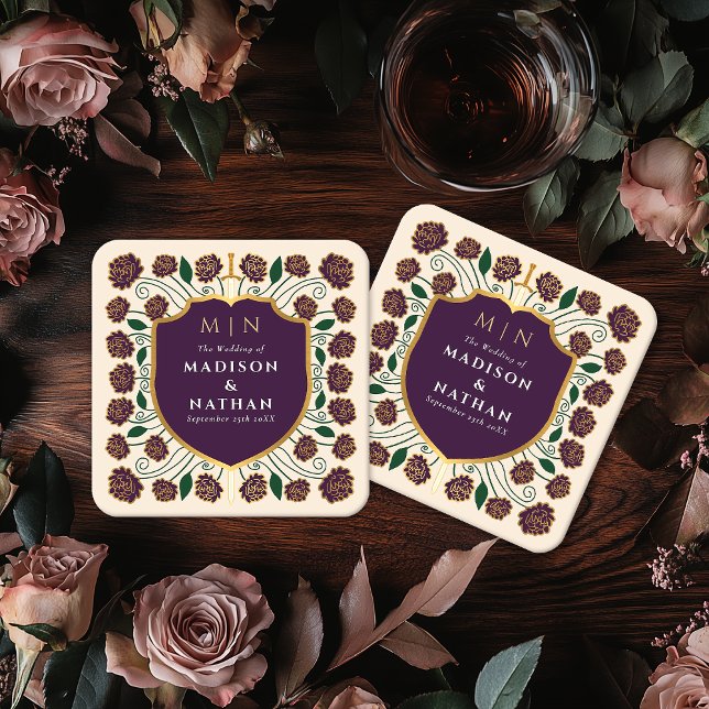 Monografische Hochzeit von Sword & Shield Rechteckiger Pappuntersetzer (Von Creator hochgeladen)