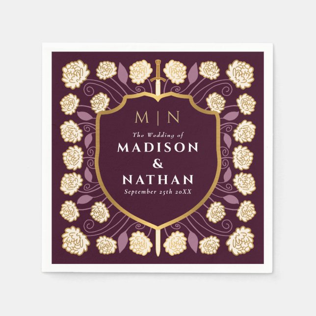 Monografische Hochzeit von Sword & Shield Serviette (Vorderseite)