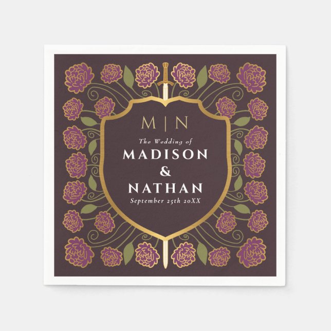 Monografische Hochzeit von Sword & Shield Serviette (Vorderseite)