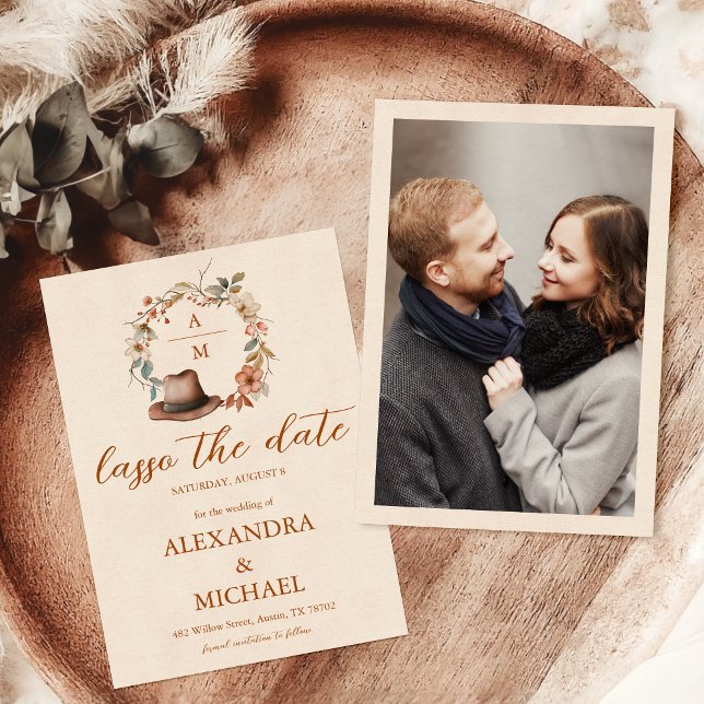 Monografische Hochzeit von Wappen-Western Save The Date (Von Creator hochgeladen)