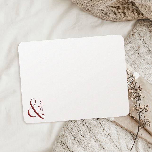Monografische personalisierte Stationerie des burg Mitteilungskarte (burgundy couple's monogram personalized Stationery Note Card)