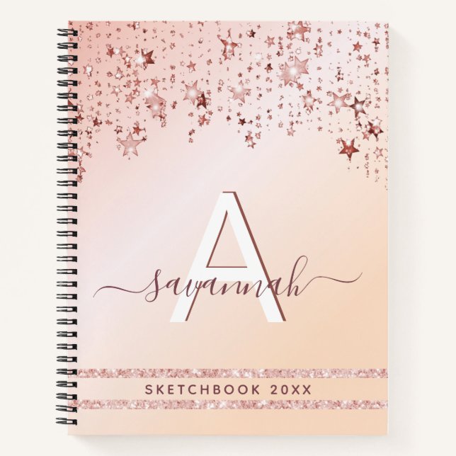 Monografische Rose des Sketchbuchs Rosa Sterne Notizbuch (Vorderseite)