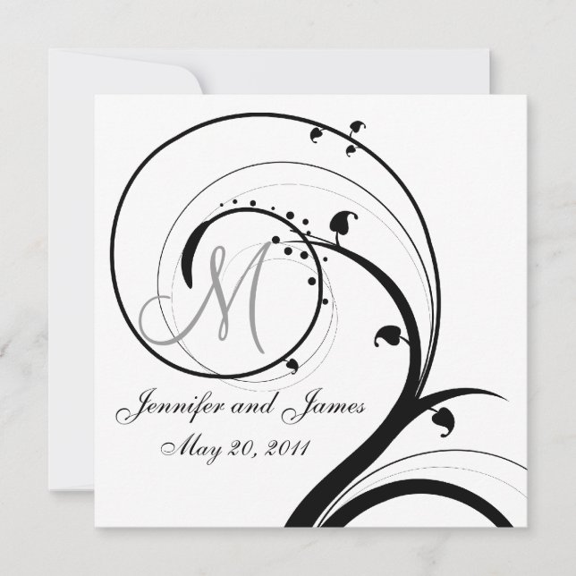 Monografische Swirl-Hochzeit Sichern der Datumsrüc Save The Date (Vorderseite)