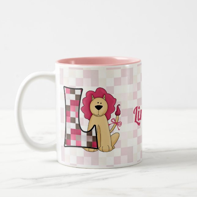 Monografischer Brief des Kid's Pink Lion L Zweifarbige Tasse (Links)