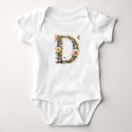 Monografischer Buchstabe D für Aquarellfarben Baby Strampler