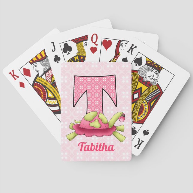 Monografischer Buchstaben T und Name des Kid's Pin Spielkarten (Rückseite)