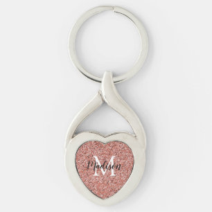 Monografischer Name der modernen Rose Gold Glitzer Schlüsselanhänger