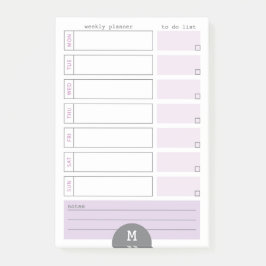 Monografischer Weekly-Planer Lilac Post - Anmerkun Post-it Klebezettel