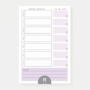 Monografischer Weekly-Planer Lilac Post - Anmerkun Post-it Klebezettel