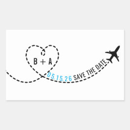 Monografisches Hochzeitdatum der Flugstrecke Perso Rechteckiger Aufkleber