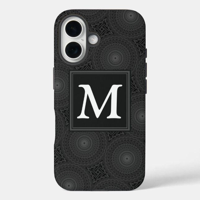 Monografisches Kreismuster iPhone 16 Hülle (Rückseite)