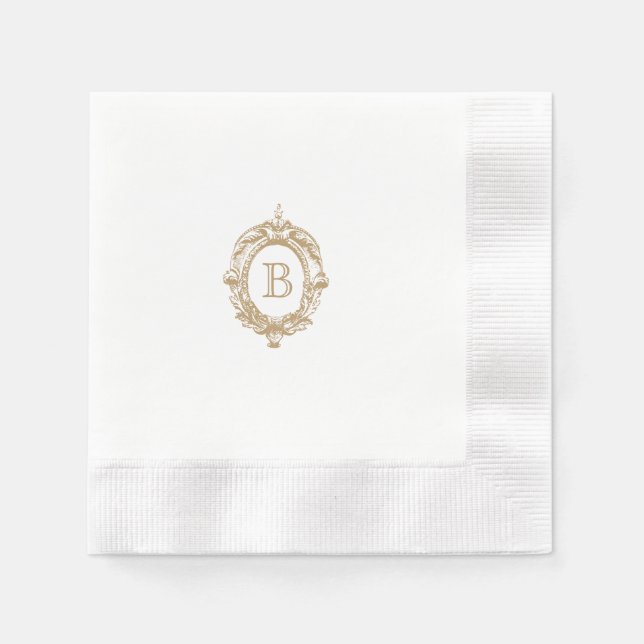 Monografisches Wappen-Hochzeitstil aus antiken Gol Serviette (Vorderseite)