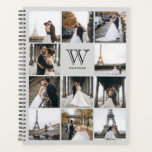 Monogram 11 Square Foto Modern Gray Planer<br><div class="desc">Dieser moderne mit Monogramm Planer verfügt über 11 Fotos für einen Namen.</div>