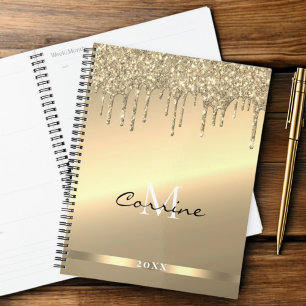 Monogram 14k Gold Dripping Glitzer Metallic Daily Planer