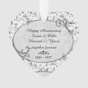 Monogram 25. Wedding Anniversar Keepake Ornament