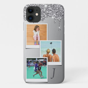 Monogram 3 Foto Template Silver Glitzer Tropfen Case-Mate iPhone Hülle