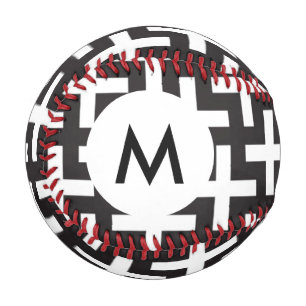 Monogram A B&W-Muster mit Pluszeichen Baseball