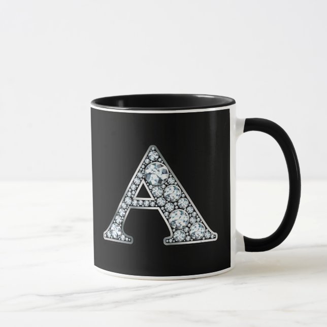 Monogram A Imitate Diamond Tasse (Rechts)