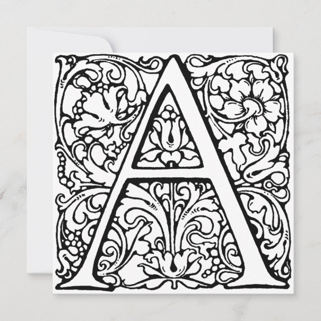Monogram A Initial Black and White Floral Pattern (Vorderseite)