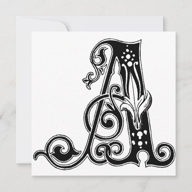 Monogram A Initial Black and White Floral Pattern (Vorderseite)