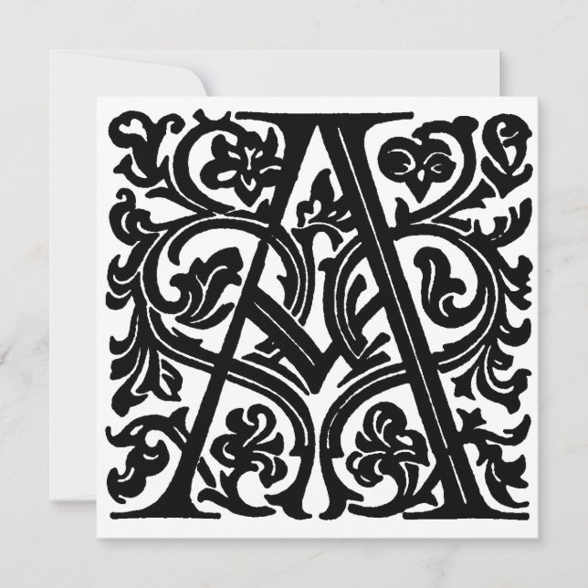 Monogram A Initial Black and White Floral Pattern (Vorderseite)