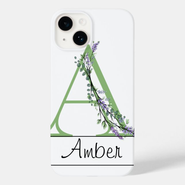 Monogram A Lavender Eucalyptus Case-Mate iPhone Ca Case-Mate iPhone 14 Hülle (Rückseite)