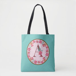 Monogram A Letter with Peony Blumen Image Tasche
