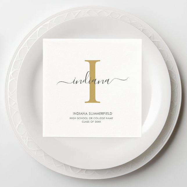Monogram Abschluss 2022 Script Initial Name Grad Serviette (Monogram Script Graduation Paper Napkin)