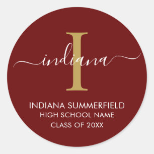 Monogram Abschluss 2025 Modernes Grad Party Custom Runder Aufkleber