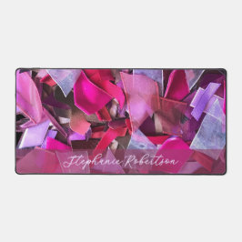 Monogram Abstract 3D Textile Look Pink Purple Red Schreibtischunterlage