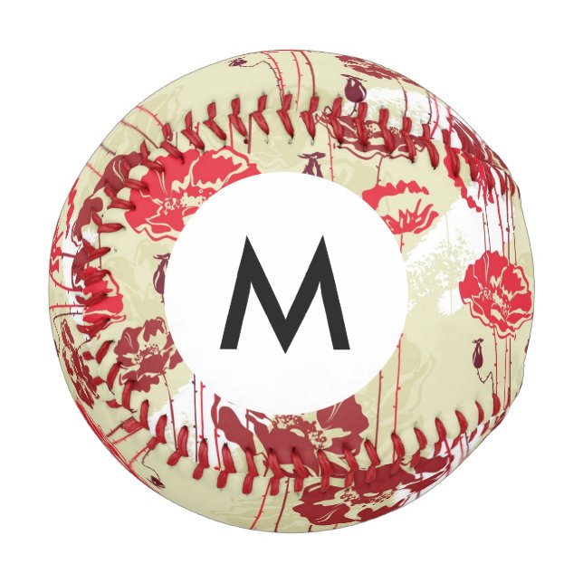 Monogram Abstract Elegance Blumenmuster 2 Baseball (Vorderseite Links)