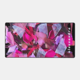 Monogram Abstract Pink Purple Ribbon Pieces 3D Schreibtischunterlage