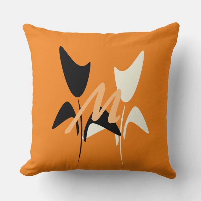 Monogram abstrakt Art Blume Kissen (Vorderseite)