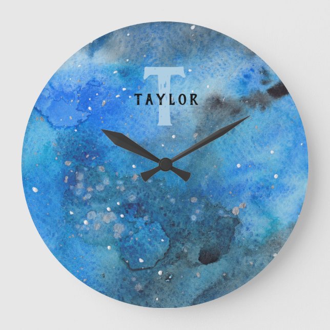 Monogram Abstrakt Art Große Wanduhr (Vorderseite)