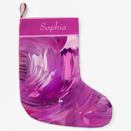 Monogram Abstrakt Art Lila Pink Pinselstriche Kleiner Weihnachtsstrumpf