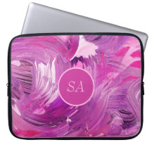 Monogram Abstrakt Art Lila Pink Pinselstriche