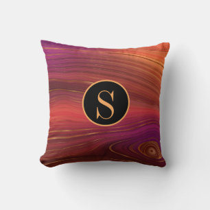 Monogram Abstrakt Art Orange Red Gold Muster Kissen