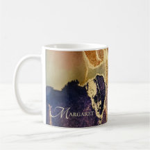 Monogram Abstrakt Gold Tan Lila Art