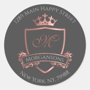 Monogram Address Crown Royal White Rose UAWG Runder Aufkleber