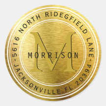 Monogram-Adressenlabel in Gold Metallic