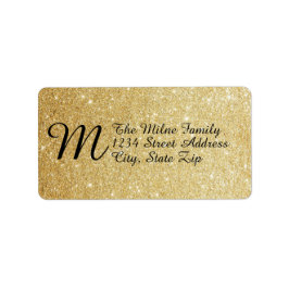 Monogram-Adressetiketten für Gold Imitate Glitzer Adressaufkleber