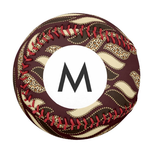 Monogram African cheetah skin pattern Baseball (Vorderseite Links)