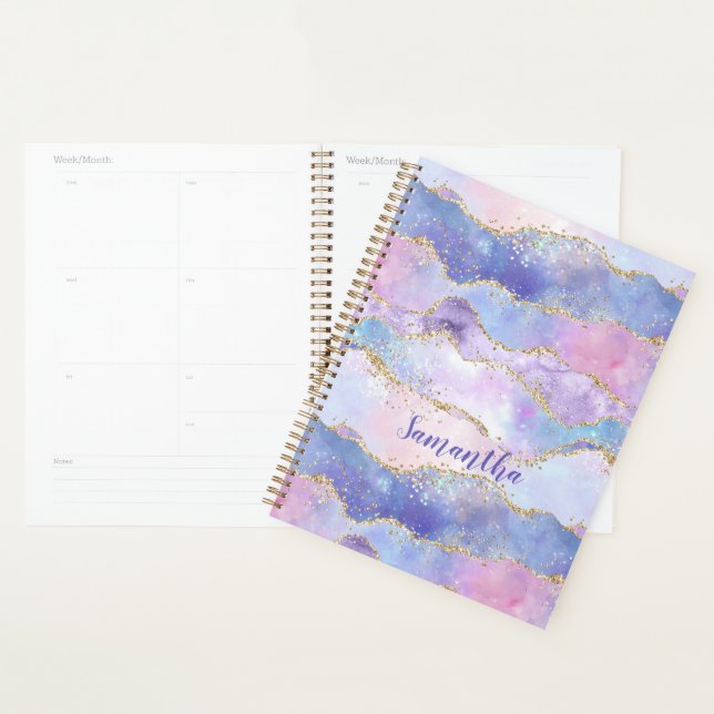 Monogram Agate Glitzer Trendy Blue Pink Lila Planer (Anzeige)