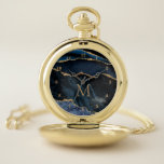 Monogram Agate Navy Blue Gold Marmor Pocket Watch Taschenuhr<br><div class="desc">Pocket Watch mit Monogram Agate Navy Blue Gold Edelstein Marble Geode Glitzer Sparkle Personalisiert Geburtstag - Geburtstag oder Hochzeitsgeschenk / Beißig - Add Your Letter / or Name - Text oder Entfernen - Make Your Special Pocket Watches Geschenk - Neu formatieren und verschieben oder entfernen und hinzufügen / Elemente mit...</div>