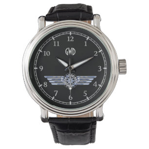 Monogram Air Pilot Silver Wings Compass auf Black Armbanduhr