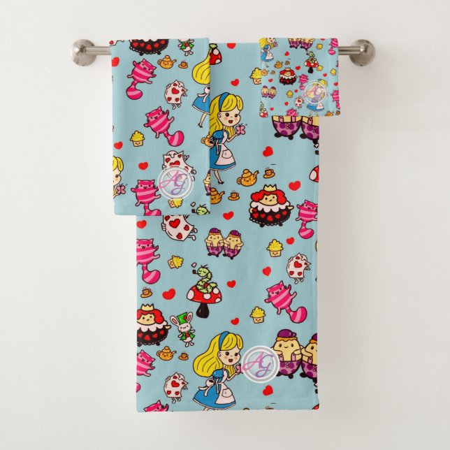 Monogram Alice im Wunderland Kawaii Girls Decke Badhandtuch Set (Insitu)