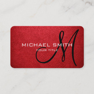 Monogram Alizarin Crimson Leather Look Visitenkarte