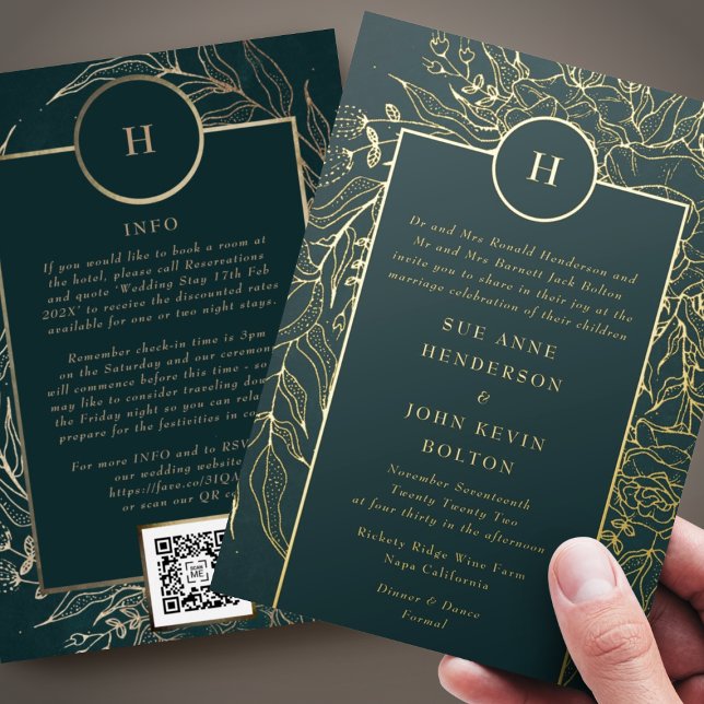 Monogram All in one QR CODE UAWG Website Wedding Folieneinladung (Von Creator hochgeladen)