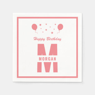 Monogram Alles Gute zum Geburtstag jedes Alter Wei Serviette