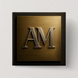 Monogram AM Brushed Gold Metal Design Button